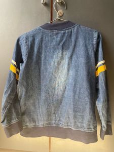 Blue Casual Cotton Blend Bomber Jacket