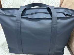 Navy Blue Textured Tote Bag