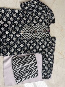 Black Printed Kurta Set