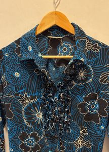 Floral Ruffle Front Shirt