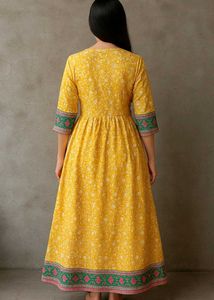 Jaipuri Printed Floral Embroidered Kurta (Size XxL