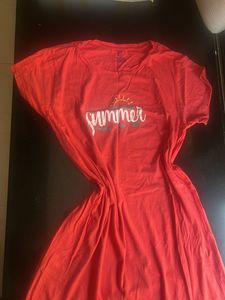 Summer Graphic T-shirt Dress With Pockets