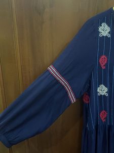 Navy Blue Embroidered Top