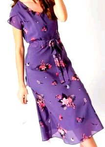 Floral Korean Midi Dress💜✨🌸
