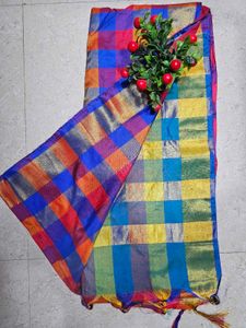 Multicolour Checked Soft Silk