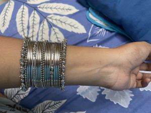 Stylish Silver Plated Bangle Set For Women