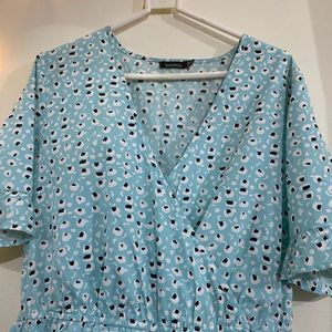 Boohoo Blue Animal Print Playsuit