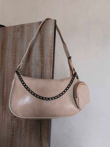 Beige Chain Shoulder Bag