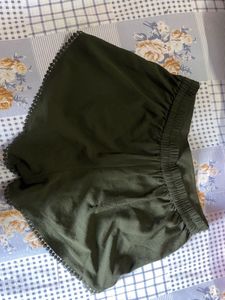 Olive Green Pom-Pom Shorts