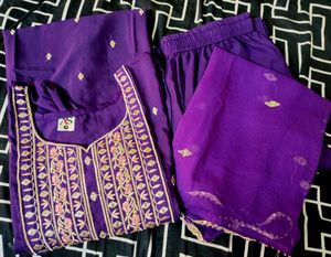 Purple Embroidered Kurta Set