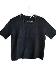 Zara Black Short Sleeve Top with Chain Detail