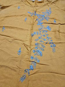 Yellow Embroidered Kurti