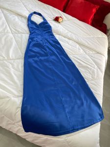 Y2k Vintage Royal Blue Halter Maxi Dress