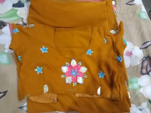 Mustard Saree With Blouse
