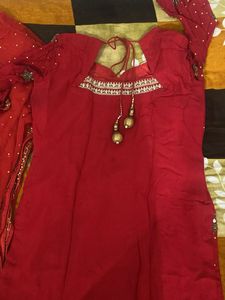 Red Embroidered Dress Material