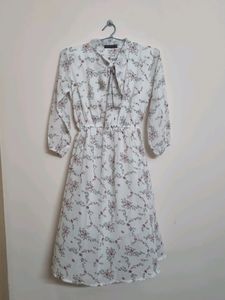 Fit And Flared White Floral Dress