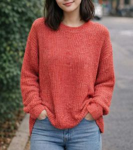 Coral Knit Pullover Sweater