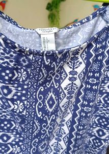 Blue &amp; White Print Dress