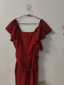 Red Ruffled Jumpsuit