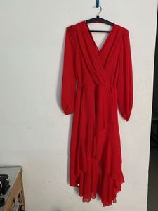Red Flowy Midi Dress