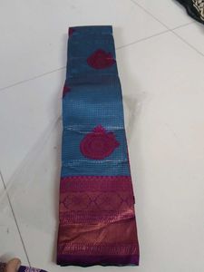 Elegant Blue &amp; Pink checked Saree