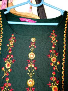 Embroidered Green Maxi Dress