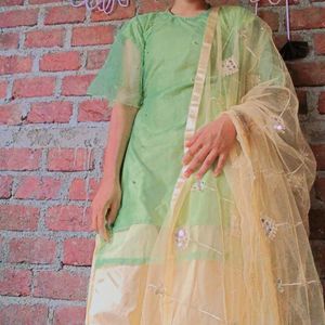 Green Tunic with Gold Beading