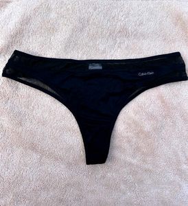 Calvin Klein Black Mesh Thong Panty – Size S