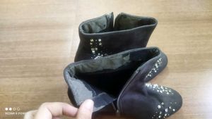 Shein Velvet Pearl and diamond embroidered boots