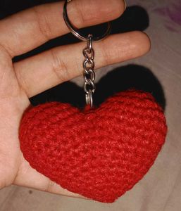 Crochet Heart Keychain