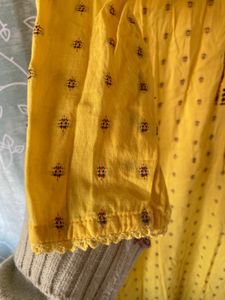 Yellow Printed Kurti