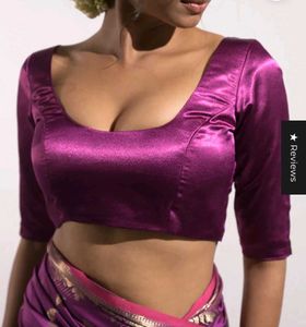 Satin Padded Casual Back Hook Elbow Sleeve Blouse