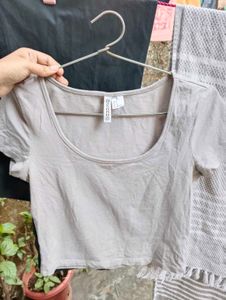 Gray Scoop Neck Tee