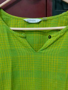 Lime Green Plaid Tunic Top
