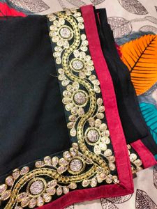Elegant Black &amp; Gold Saree
