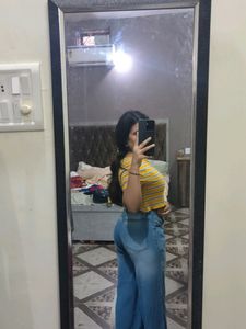 Blue Washed Flared Jeans
