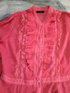 Coral Ruffle Blouse