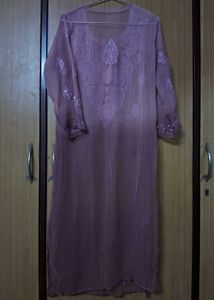 OMBRE PINK CHIKANKARI KURTI