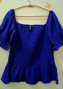 Square Neck Blue Top