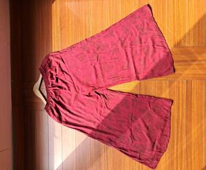 Maroon Patterned Wide Leg Pants