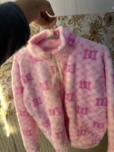Pink Fuzzy Zip-Up Jacket