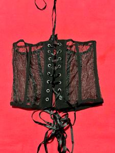 Black Lace-Up Corset Waist Cincher