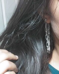 Silver Tone Chain Drop Earrings