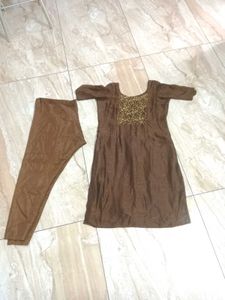 Brown Kurti &amp; Pant Set