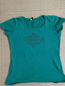 Madame Teal Embellished Tee - Size L