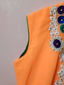 Orange Kurti with Embroidery