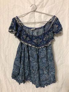 Blue Off-shoulder Top