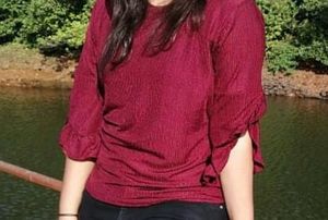 Maroon Top with Ruffle Sleeves