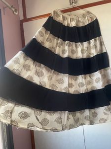 Boho Black & White Tiered Maxi Skirt