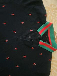 Splash Flamingo Print Polo T-Shirt- M size